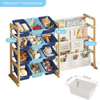 EXPERLAM Toy Storage Organizer with Bookshelf - 12 Storage Bins 4-Tier Multipurpose Shelf to Organize Toys and Books for Kids