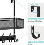LUCYCAZ Over The Door Hooks - Over Door Organizer, Door Hanger Towel Rack with Mesh Basket & Wreath Hanger, Behind Door Stora