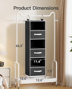 Pipishell Hanging Closet Organizer 6-Shelf, Hanging Shelves for Closet with 3 Removable Drawers & Side Pockets for Bedroom, G