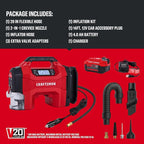 CRAFTSMAN 3-in-1 Cordless Portable Tire Inflator 160 PSI Air Compressor, 4.0Ah Battery & 12V Charger, Car Vacuum, Dust Blower & LED Light for Car, Bike, Ball, Inflatable Mat & SUP