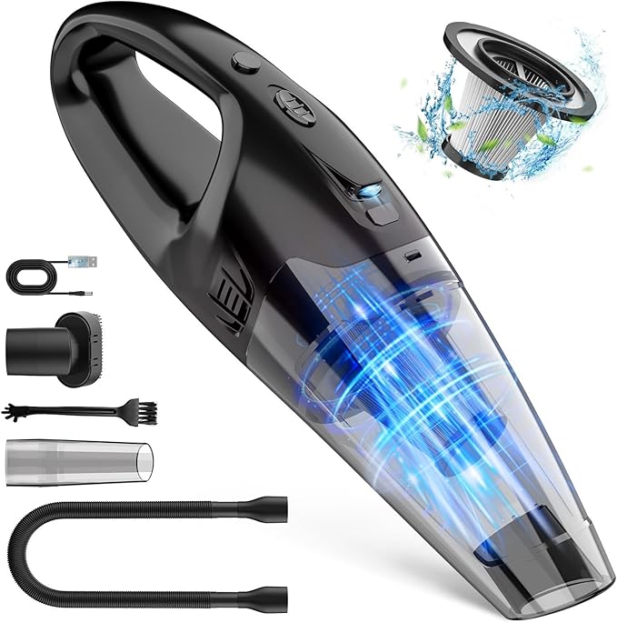 Handheld Vacuum Cordless Rechargeable with LED Light, Car Vacuum Portable Cordless, Hand Vacuum Cleaner Car Seats, Home, Quic