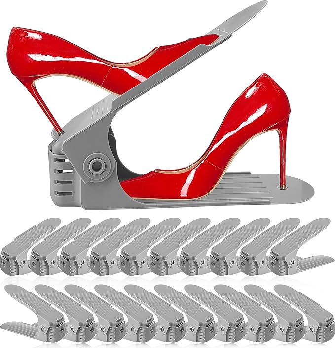 NVGSN Shoe Slots Organizer 20 Pack - Shoe Stackers for a Pair of Shoes, Shoe Storage Shoe Space Savers 50%, 4 Levels Adjustab