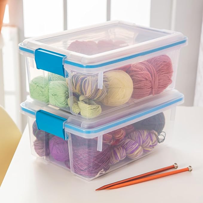 Sterilite 24-Pack Gasket Box, Weather-Resistant Storage Bins with Latching Lids, 12 Quart - Heavy-Duty Organizing Containers 