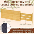8 Pcs 6'' High Bamboo Drawer Dividers, Non-slip Deep Kitchen Dresser Drawer Organizer with Spring Loaded Adjustable Expandabl