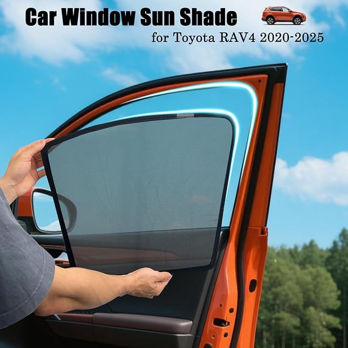 Car Window Sun Shade for Toyota RAV4 2020-2025,Magnetic 2PCS Front Side Window Sunshade with Breathable Mesh Insulate Heat and UV,Does Not Affect Window Lifting