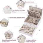BOOVO Earring Jewelry Box For Women Girl Stud Organizer, 4 Layers Girl Jewelry Organizer Box With Lock Earring Holder Organiz