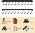 Hat Rack Wall Set of 2, Wall Mounted Hat Hanger Metal with Hooks for Baseball Cap Cowboy Hat, Closet Storage Organizer for Be
