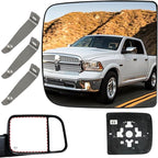Passenger Right Side Mirror Glass Replacement, 3-Tab Backplate ONLY, Compatible with Dodge/Ram 2010-2020 1500 2500 3500 (Not for 4-Tab), Heated Convex Right Side 68067728AA 68067726AA