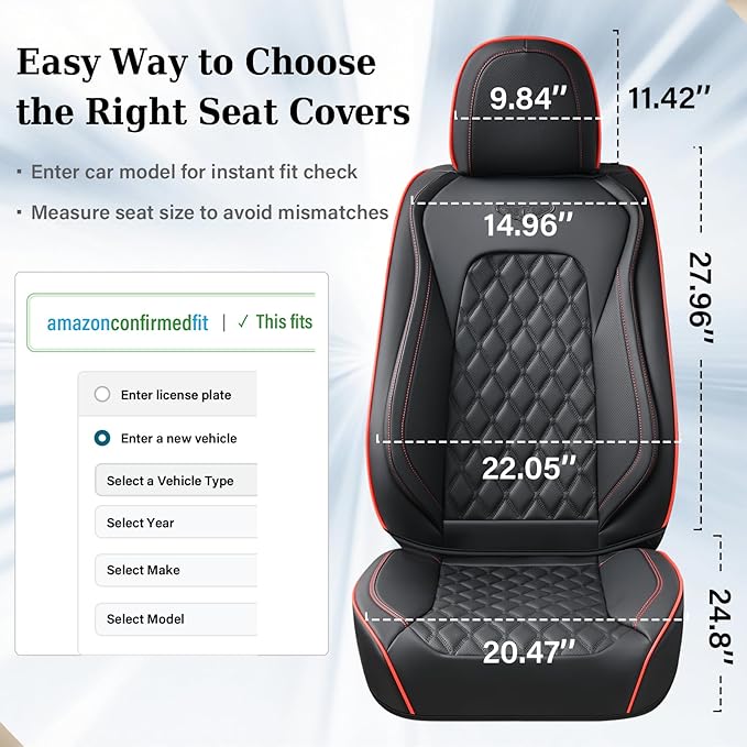Coverado Front Seat Covers, Wear-Resistant Stain-Proof Cushions, Universal Fit for Most Vehicles, Waterproof Car Seat Protect