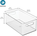 iDesign Kitchen Binz BPA-Free Plastic Deep Stackable Organizer with Handles - 8" x 6" x 14.5", Clear