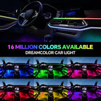 Dream Color Acrylic Interior Car Ambient Light Kit, Bphuny 22 in 1 593 LEDs Fiber Optic Multiple Modes Decoration Atmosphere Lights with Music Dynamic Rainbow Rhythm, RGB Neon Lights for All Cars
