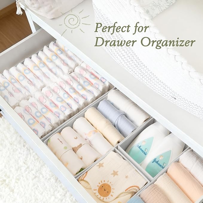 Criusia Drawer Organizers 18-Piece Set, Dresser Organizer for Baby Clothes, Foldable Closet Storage & Drawer Dividers for Und