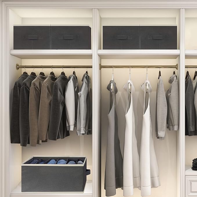 3 Pcs Large Size Wardrobe Clothes Organizers 6 Grids for Pants, Jeans, Sweater, T-shirt, Dress Stackable Closet Drawer Organi
