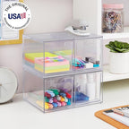 STORi Chloe Space-Saving Clear Drawer Organizer (4 Tall Drawers) Sort Office, Kitchen, Beauty Supplies, Makeup, Pens, Jewelry