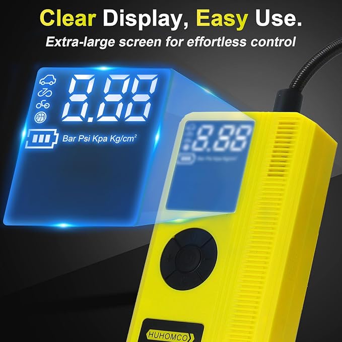 7-in-1 Car Jump Starter with Air Compressor, 3000A Portable 12V Power Pack, 150PSI Digital Tire Inflator for 9L Gas/7L