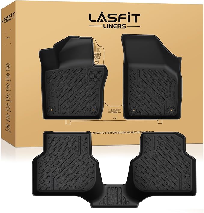 LASFIT Floor Mats for Volkswagen Jetta 2011 2012 2013 2014 2015 2016 2017 2018, All-Weather Protection TPE 1st & 2nd Row Car Mats for VW Jetta Accsessories, Super Duty, Easy to Clean, Black