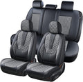 Coverado Car Seat Covers Full Set, Nappa Leather Seat Covers for Car, Waterproof Car Seat Protector with Lumbar Support, Auto