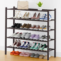 Smiry Shoe Rack, 5 Tier Thick Long Bamboo Shoe Organizer, Stackable Free Standing Wooden Shoe Storage Shelf for Closet, Entry