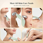 3-in-1 Ice Roller for Face & Eyes – Cooling Facial Roller, Pore Cleansing Tool with 2 Silicone Brushes, Stainless Steel Roller for Puffiness & Pores (Green)