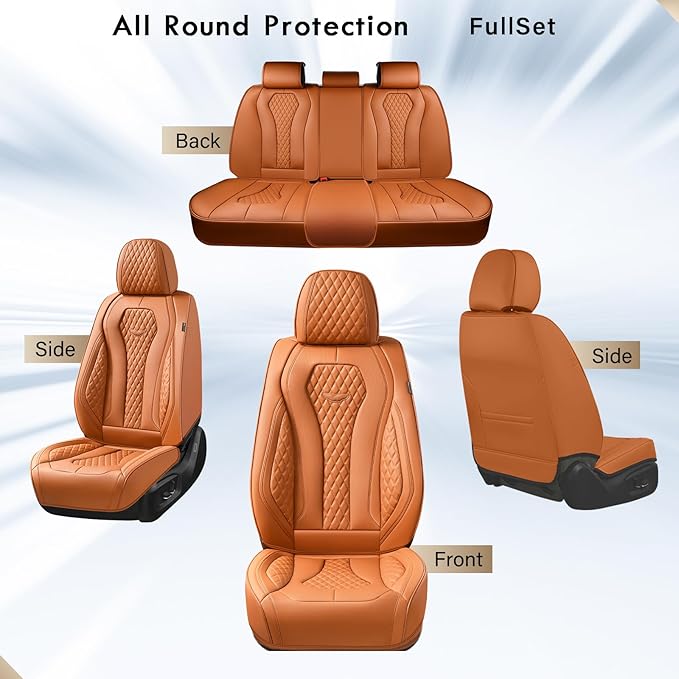 Coverado Car Seat Covers Full Set, Brown Seat Covers, Automotive Car Seat Cover, Car Seat Covers Front Seats Back Seat Covers