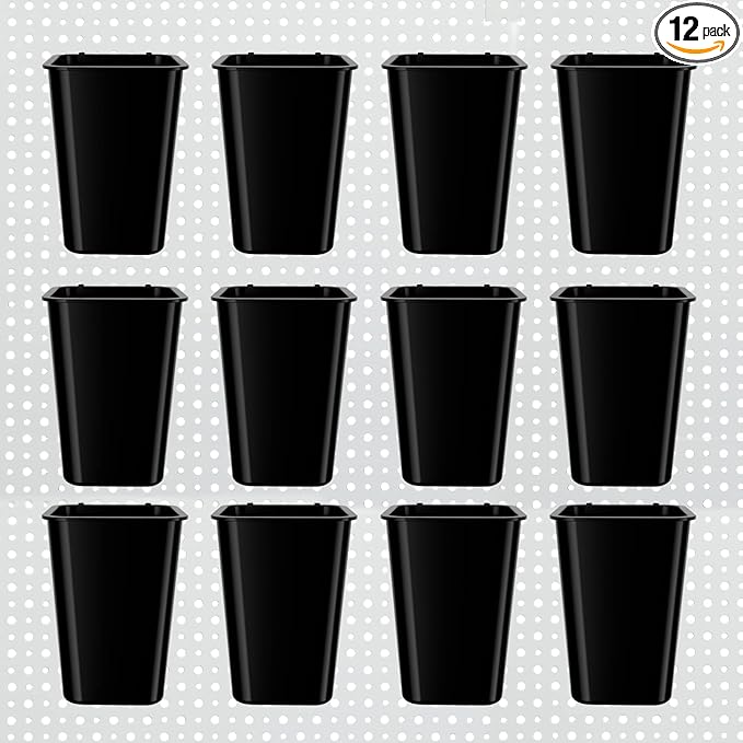 12 Pack Pegboard Cups,It is Used for The Liquid That The Can Not Hang or Has No Corrosion and No Volatility (Black)