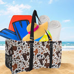 NGIL Extra Large Utility Tote Reusable Grocery Bag Oversized Collapsible for Groceries, Storage, Picnic, Beach (Mocha Cow-Black)