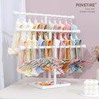 POVETIRE Headband Holder Stand Storage for Baby, 3 Tier Wooden Bow Organizer for Girls Hair Bows, Infant Hair Accessories Rac