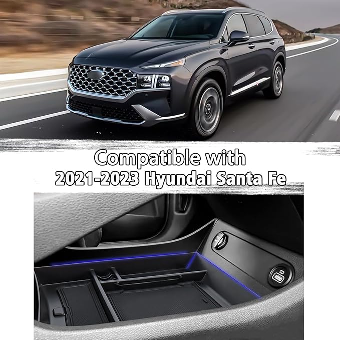 Center Console Organizer Compatible with Hyundai Santa Fe 2021 2022 2023 Lower Center Console Storage Box Tray Interior Accessories