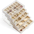 YUFONG Jewelry Organizer with 5 Drawers Clear Acrylic Earring Display Case Velvet Jewelry Storage Box Display Holder for Earr