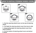 Evankin Lattice Leather Steering Wheel Cover, Black and White Checker Car Accessories, Non-Slip and Comfortable Unisex Univer