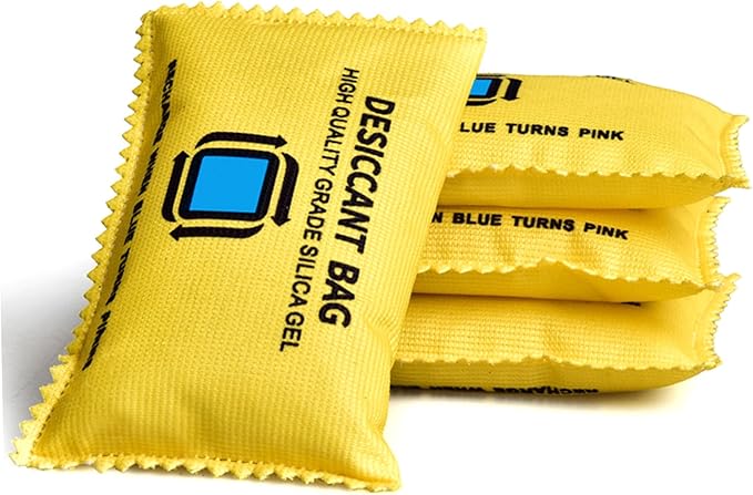 4PCS Silica Gel Packets for Storage, 200g Each Color Indicating Dehumidifier Bags, Reusable Desiccant Packs for Closets,