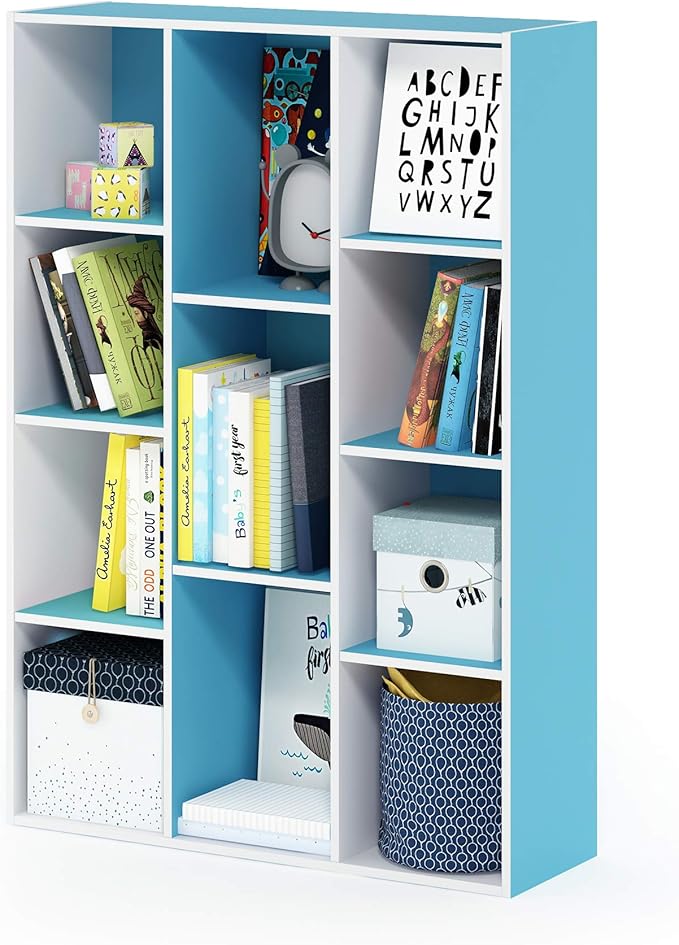 Furinno LUDER Book Shelf, 11-Cube Bookshelf, Reversible Bookcase, 9.4 x 29.1 x 41.7, Easy Assembly, for Living Room, Bedroom,