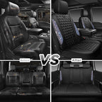 CAR PASS Bling Diamond Black Leather Car Seat Covers Full Set Interior Sets, Waterproof Shining Glitter Sparkly Crystal Armre