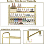 LINZINAR Shoe Rack 4 Tier Storage Organizer for Closet Entryway Metal Gold