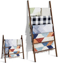 Delywh 6-Tier Wide Double Blanket Ladder Wood, Rustic Decorative Towel Rack for Big Blanket, Towel, Quilt, Clothes, Freestand