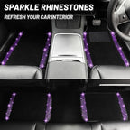 NBTEPEM Bling Car Floor Mats Full Set and Steering Wheel Cover, Universal Fit Most Cars, 4 pcs Sparkle Glitter Diamond Carpet, 5 pcs Bling Car Accessories Set for Women (Purple Violet Diamond)