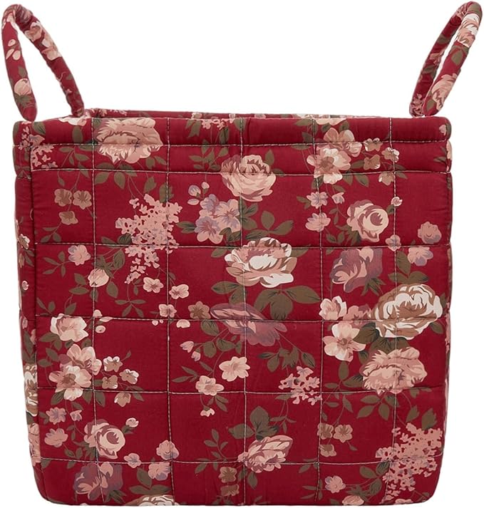 Boho Fabric Storage Basket, Large Capacity Laundry Basket, 12.2'' x 10.23'' x 10.23'' Collapsible Laundry Hamper with Easy Ca