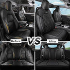 CAR PASS Car Seat Covers for Tesla Model 3 Nappa Leather Bling Diamond Car Seat Protector Full Coverage Airbag Compatible Cus