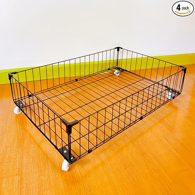 4 Pack Larger Under Bed Storage With Wheels,Rolling Under Bed Drawer,Under Bed Shoes Storage,Open Design, Large capacity,Suit
