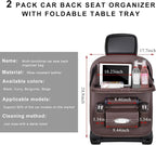 2PCS Car Backseat Organizer, Leather Multi-Pocket Seat Back Protector with Foldable Table Tray, Multifunctional Vehicle Storage Organizer Kick Mat for Kids Toddler Travel (Coffee)