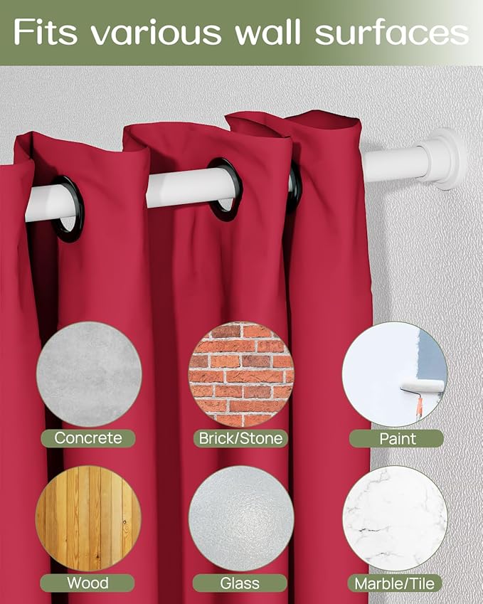 ALLZONE Heavy Duty Tension Shower Curtain Rod 28-42 Inches for Bathroom, Window, Non-Slip, Adjustable with Strong Spring Pole