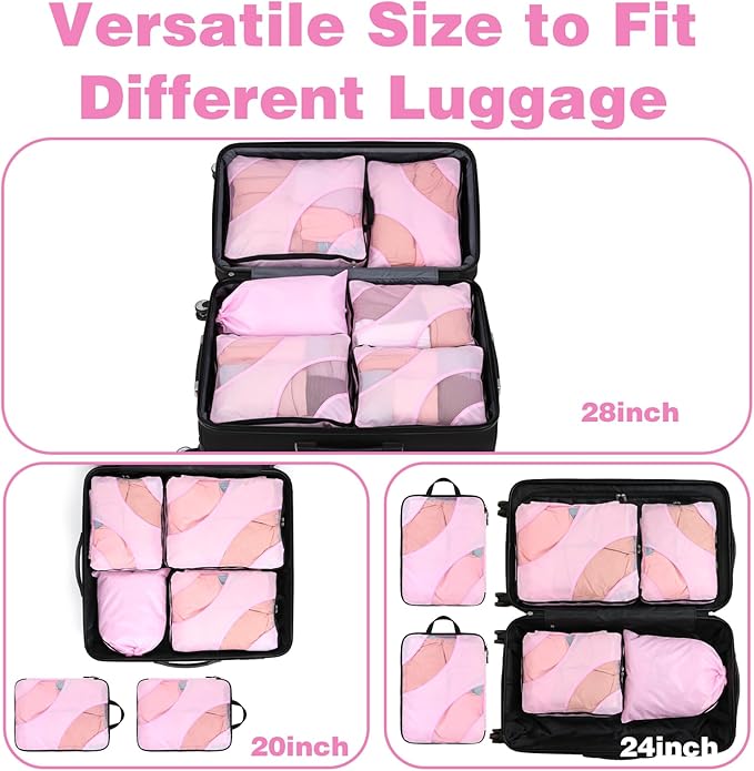6 Pcs Set ompression Packing Cubes, Expandable Large Packing Cubes for Suitcases and Backpack, Compression Suitcase Organizer