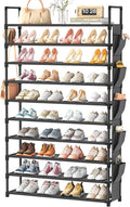LUKYTOWER Tall Shoe Rack 10 Tier Shoe Racks Organizer for Closet 40-45Pairs,Large Capacity Storage Rack for Shoes with 5Hooks