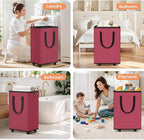SpaceTrove Laundry Basket with Wheels, Collapsible Laundry Baskets, Laundry Hamper with Handles Detachable Wheels, Rolling La