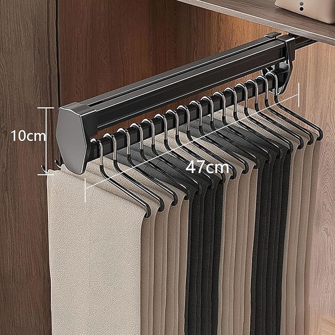 Pull Out Valet Rod for Pants Hangers, Top Mounted Adjustable Sliding Closet Rail, Made of Aluminum Alloy, Smooth Pull-Out, He