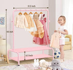 mirolam Kids Clothing Rack - Dress Up Storage - Dress Up Rack for Little Girls - Small Kids Costume Wardrobe with 2 Fabric Sh