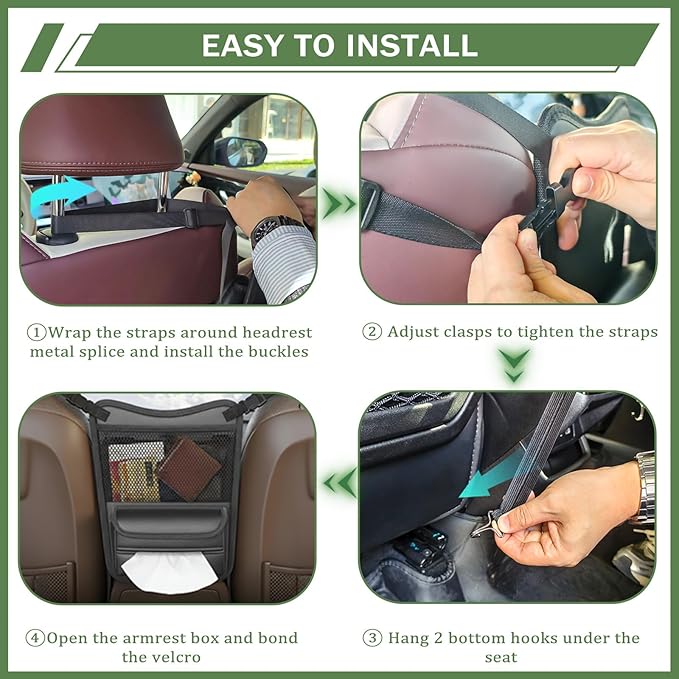 Car Seat Gap Purse Holder Leather - Between Seats Organizer, Automotive Storage for Phone Keys & Daily Essentials
