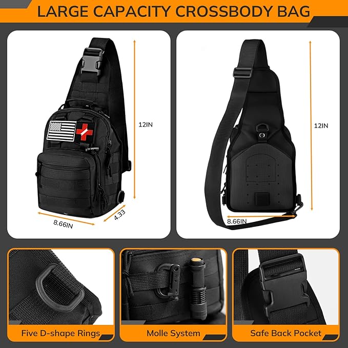 Survival Kit, 250pcs Survival Tools Tactical Gear and Trauma Bag, Survival First Aid Kit with Molle Crossbody Bag & Emergency