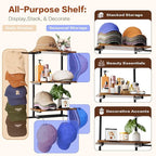 Keebofly Hat Rack for Wall with Shelf, Hat Holder Organizer for 100+ Caps Bennies,Hat Storage with Perfumes & Cosmetics Displ