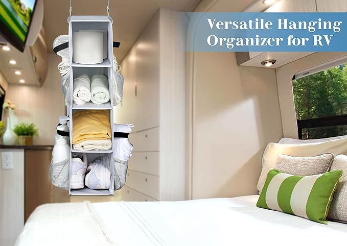 SLEEPING LAMB Short Hanging Shoe Organizer for Closet Storage with Mesh Side Pockets Holds 8 Pairs, Hanging Shoe Rack Hanger 